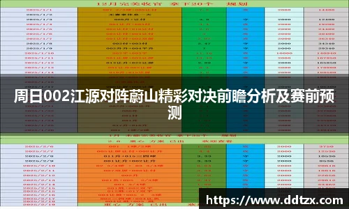 周日002江源对阵蔚山精彩对决前瞻分析及赛前预测